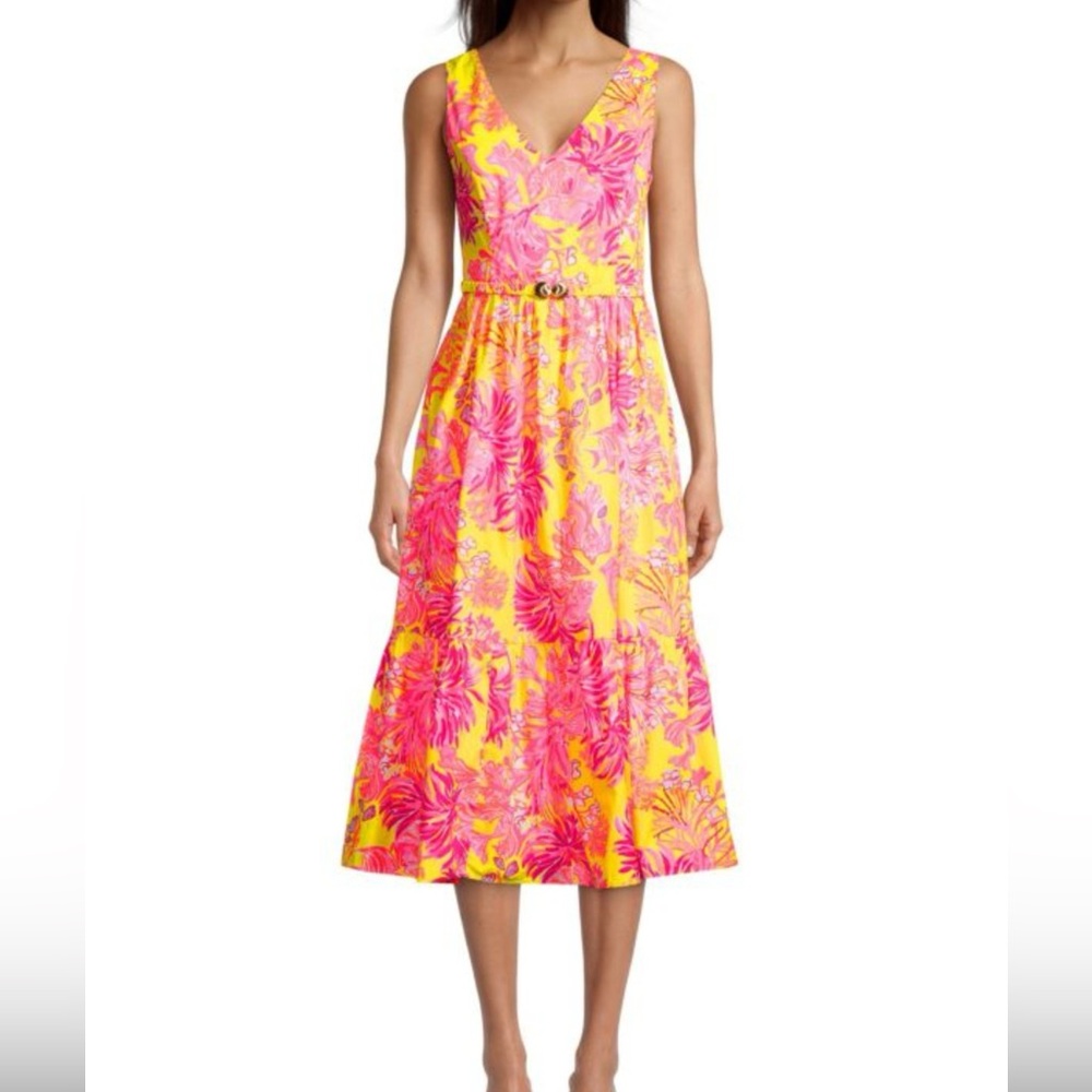 Lilly Pulitzer Bri V-Neck Cotton Midi Dress size 6